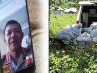 Kapolri Jenderal Polisi Idham Azis melakukan video call dengan Bripka Jerry Tumondo, Kanit Reskrim Polsek Dimembe, Polres Minahasa Utara, pada Senin (13/04/2020) danBripka Jerry Tumondo saat makamkam korban - ISTIMEWA